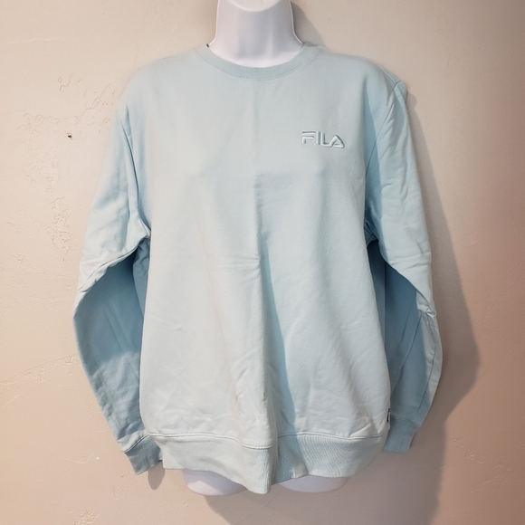 Fila Baby Blue Long Sleeve Pullover Sweatshirt Women's Large Pockets Athleisure - Picture 2 of 9